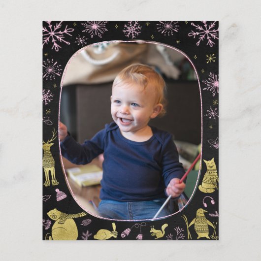 Winter Onederland Verjaardagsuitnodiging Sneeuwvlo (Achterkant)