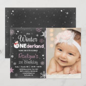 Winter Onederland verjaardagsuitnodiging snewman P Kaart (Voorkant / Achterkant)