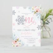 Winter ONEderland Verjaardagsuitnodiging Zilver Ro Kaart (Staand voorkant)