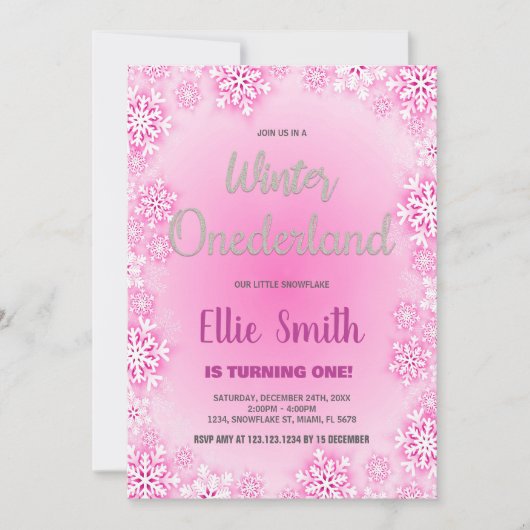 Winter ONEderland Verjaardagsuitnodigingen Kaart (Voorkant)