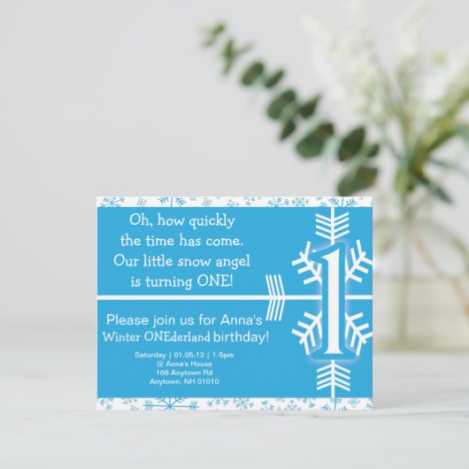 Winter ONEderland verjaardaguitnodiging Kaart (Staand voorkant)