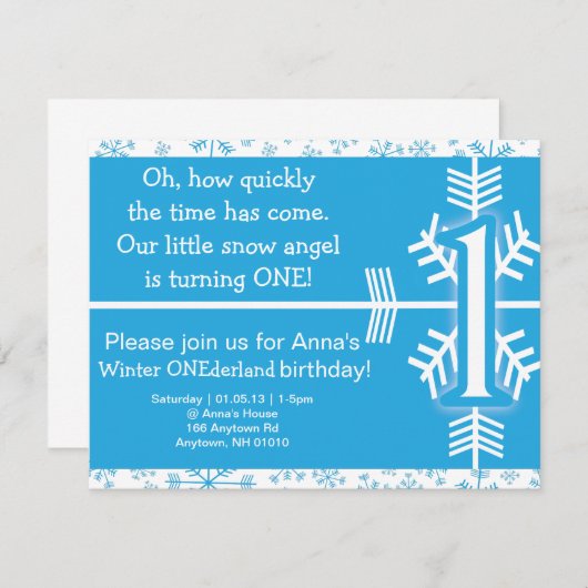 Winter ONEderland verjaardaguitnodiging Kaart (Voorkant / Achterkant)