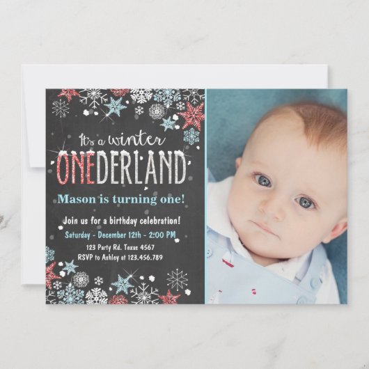 Winter Onederland verjaarfeest nodigt Jongen uit Kaart (Voorkant)