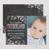 Winter Onederland verjaarfeest nodigt Jongen uit Kaart (Voorkant / Achterkant)
