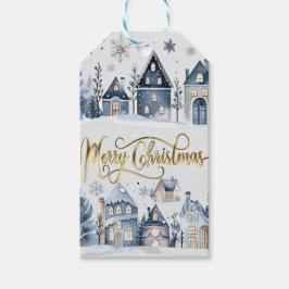 Winter Onederland Vrolijke Kersthuizen Cadeaulabel