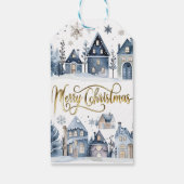 Winter Onederland Vrolijke Kersthuizen Cadeaulabel (Achterkant)