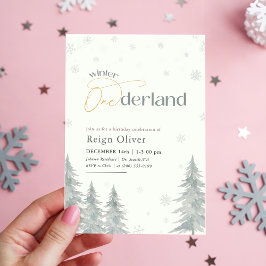 Winter Onederland Watercolor Eerste Verjaardagsfee Kaart