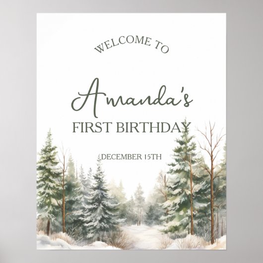 Winter Onederland Welkomstbord Poster (Voorkant)