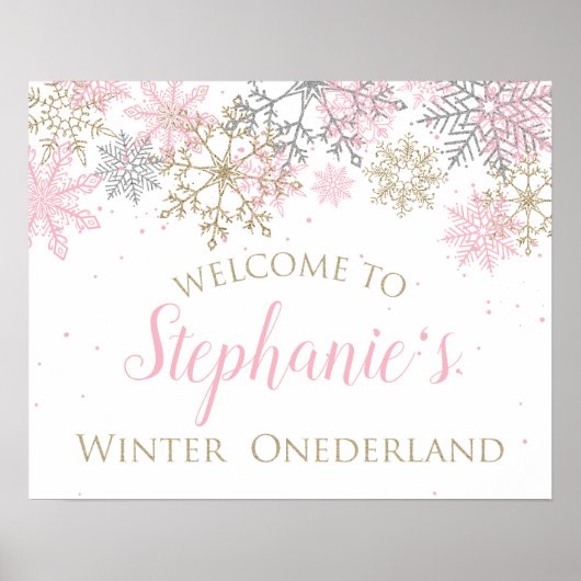 Winter Onederland Welkomstteken Poster (Voorkant)