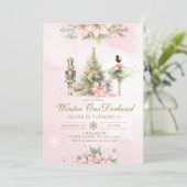 Winter Onederland Whimsical 1st birthday Brunette Kaart (Staand voorkant)