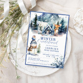 Winter Onederland Whimsical Woodland 1e verjaardag Kaart