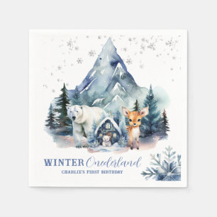 Winter Onederland Whimsical Woodland 1e verjaardag Servet