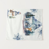 Winter Onederland Whimsical Woodland 1e verjaardag Wandkleed (Voorkant (horizontaal))