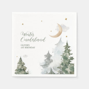 Winter Onederland Wild Forest eerste verjaardagsfe Servet