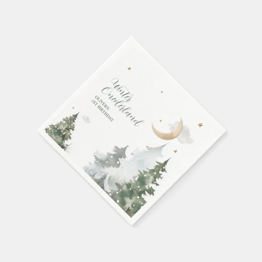 Winter Onederland Wild Forest eerste verjaardagsfe Servet (Hoek)