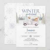 Winter ONEderland, Winter Boy's Eerste Verjaardag Kaart (Voorkant / Achterkant)