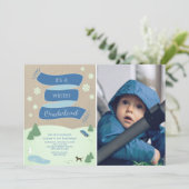 Winter Onederland Winter Scene Foto 1e verjaardag Kaart (Staand voorkant)