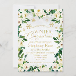 Winter Onederland Witte Bloemen sneeuwvlokken Kaart