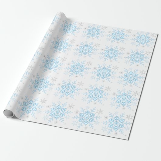 Winter ONEderland Wonderland Blue Silver Snowflake Cadeaupapier (Uitgerold)