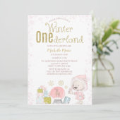 Winter Onederland Woodland 1e verjaardag Kaart (Staand voorkant)