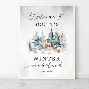 Winter ONEderland Woodland 1e verjaardag welkom Poster