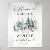 Winter ONEderland Woodland 1st Birthday Welcome Poster (Voorkant)