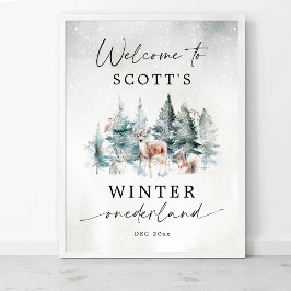 Winter ONEderland Woodland 1st Birthday Welcome Poster