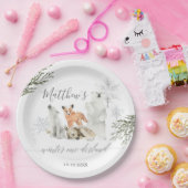 Winter Onederland Woodland Animal Birthday Papieren Bordje (Feest)