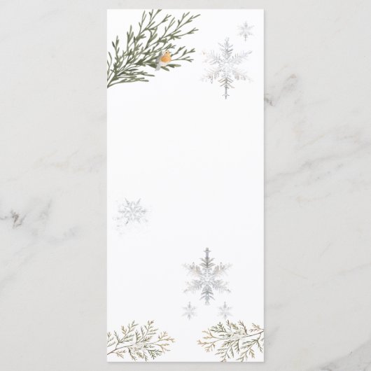 Winter Onederland Woodland Animal Eerste Verjaarda Menu (Achterkant)