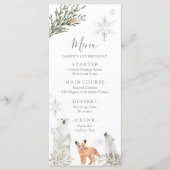 Winter Onederland Woodland Animal Eerste Verjaarda Menu (Voorkant)