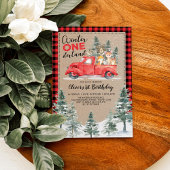 Winter ONEderland Woodland Animals 1e verjaardag Kaart