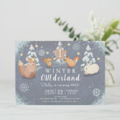 Winter Onederland Woodland Animals 1e verjaardag Kaart (Staand voorkant)