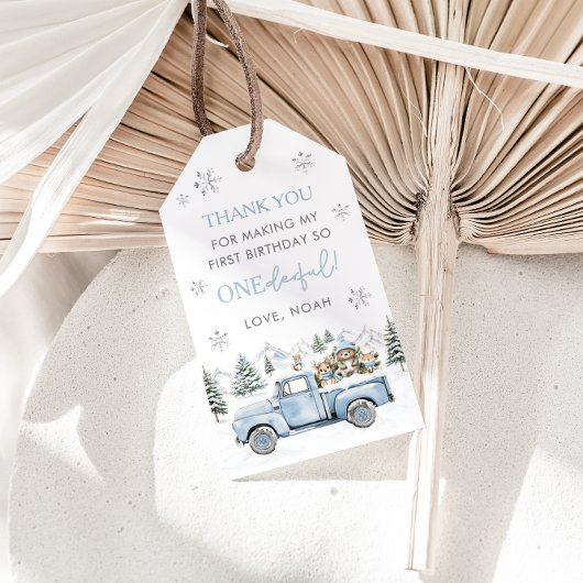 Winter Onederland Woodland Animals 1st Birthday Cadeaulabel