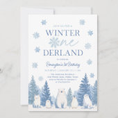 Winter Onederland Woodland Animals 1st Birthday Kaart (Voorkant)