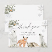 Winter Onederland Woodland Animals Birthday Bedankkaart (Voorkant / Achterkant)