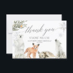 Winter Onederland Woodland Animals Birthday Bedankkaart<br><div class="desc">Winter Onederland Woodland Animals Verjaardag Dank u kaart</div>