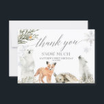 Winter Onederland Woodland Animals Birthday Bedankkaart<br><div class="desc">Winter Onederland Woodland Animals Verjaardag Dank u kaart</div>