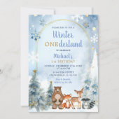 Winter ONEderland Woodland Animals Forest Verjaard Kaart (Voorkant)