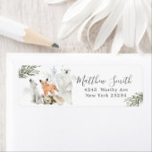 Winter Onederland Woodland Dier Verjaardag Adres Etiket (Insitu)