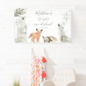 Winter Onederland Woodland Dier Verjaardag Groot Spandoek (Insitu)