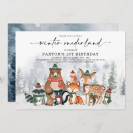 Winter Onederland Woodland Forest 1st Birthday Kaart