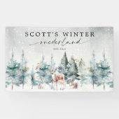 Winter ONEderland Woodland Forest 1st Birthday Spandoek (Horizontaal)