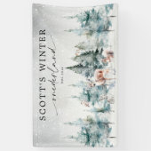 Winter ONEderland Woodland Forest 1st Birthday Spandoek (Verticaal)