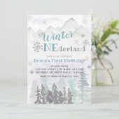 Winter ONEderland Woodland Forest Birthday Kaart (Staand voorkant)