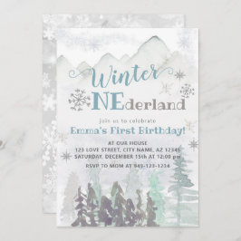 Winter ONEderland Woodland Forest Birthday Kaart