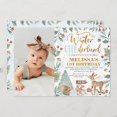 Winter Onederland Woodland Fotodag Kaart (Voorkant / Achterkant)