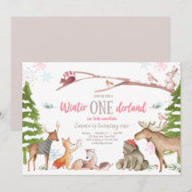 Winter ONEderland Woodland Pink Birthday