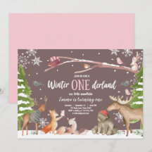 Winter ONEderland Woodland Roze Verjaardag