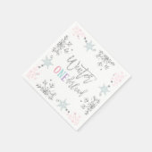 Winter ONEderland Zilver Bloemen Roze Glitter Meis Servet (Hoek)