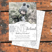 Winter ONEderland Zilver Glitter 1e Verjaardag Kaart